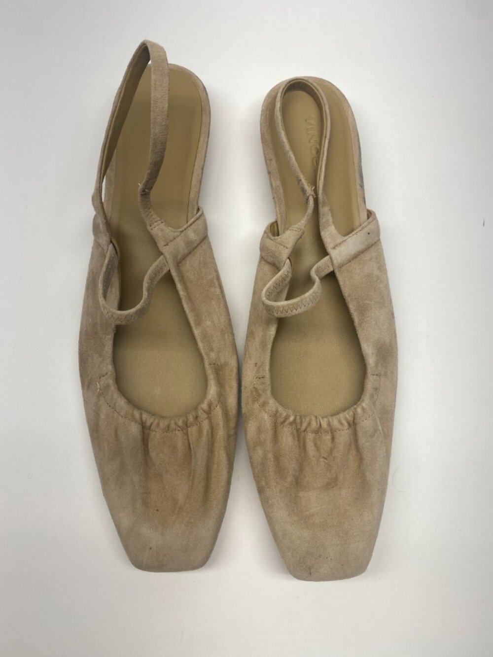 Vince Venice Women's Beige Suede Square Toe Slingback Flat Sz 11 - Picture 2 of 12